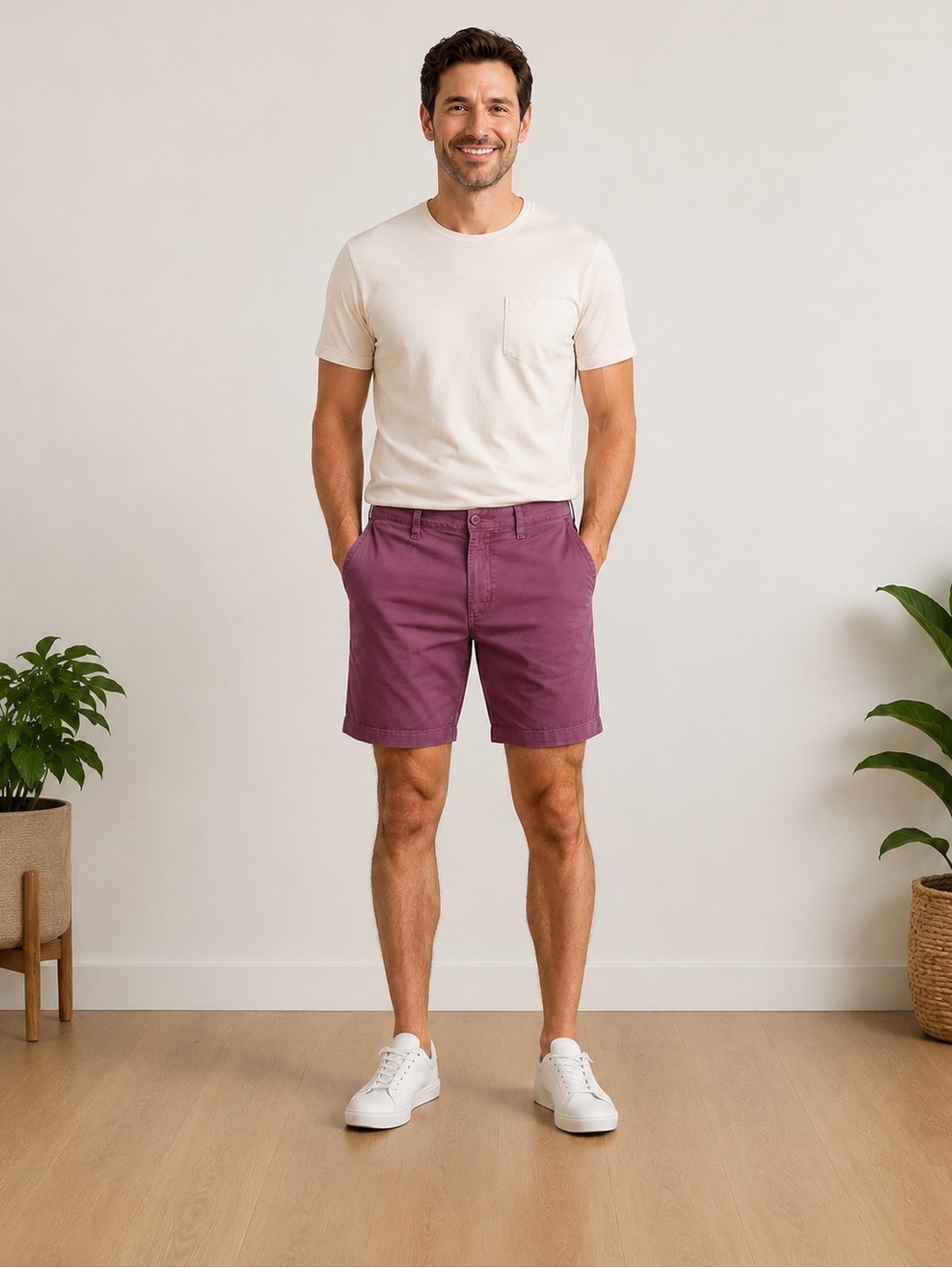 Untuckit Shorts Mens 36 Inseam 9 Red Washed St. Vincent‎ Chino Stretch